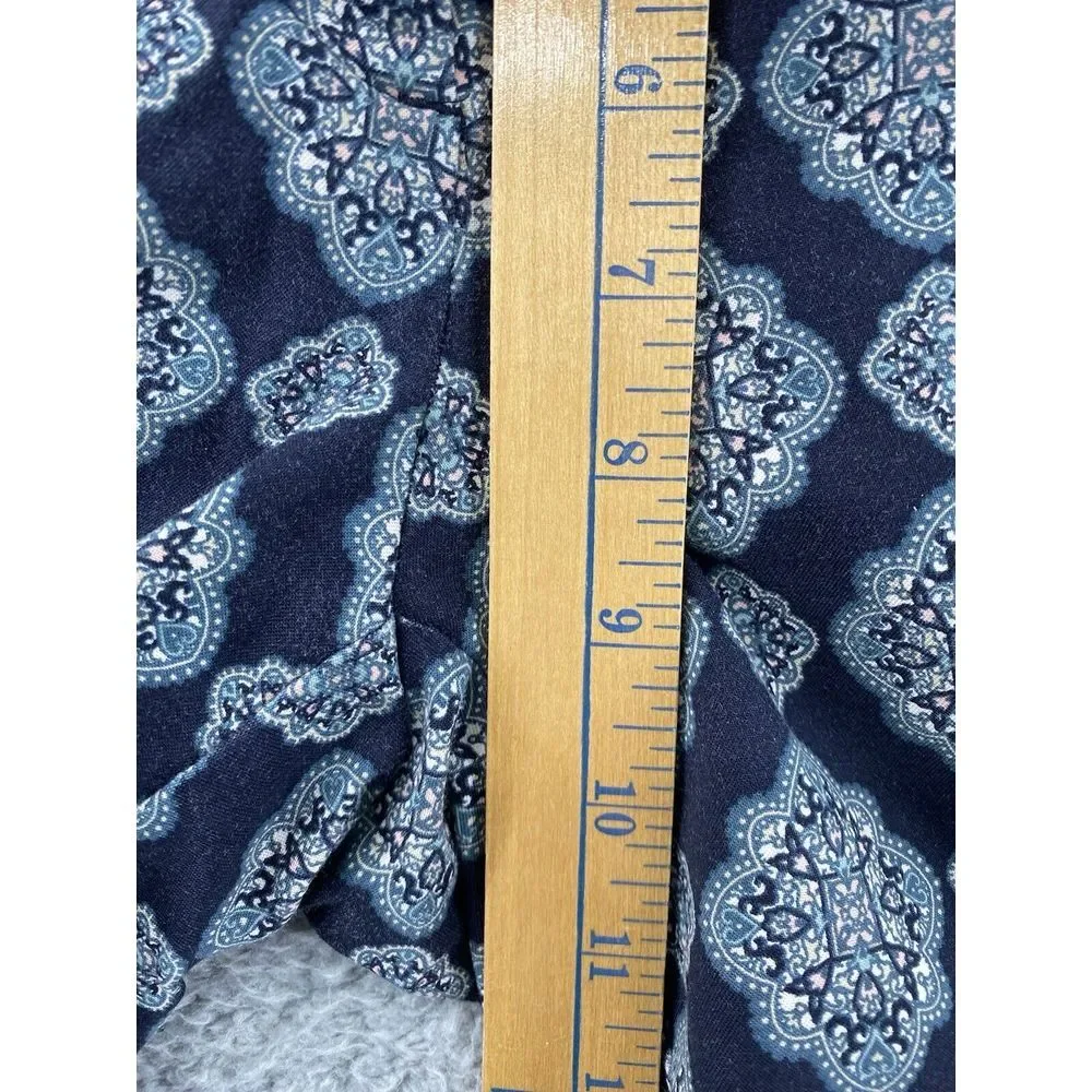 ANN TAYLOR Womens Casual Pocket Pants Navy Blue Geometric Straight Leg Blue Sz 4
